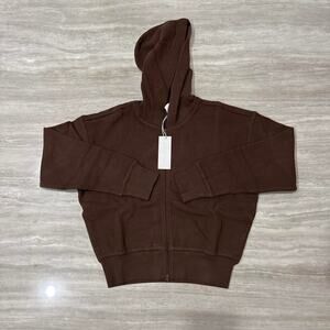 Negative waffle knit zip up hoodie